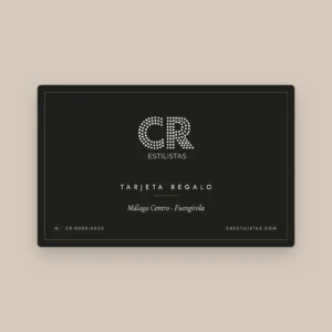 Tarjeta regalo CR Estilistas en grafito con logo CR